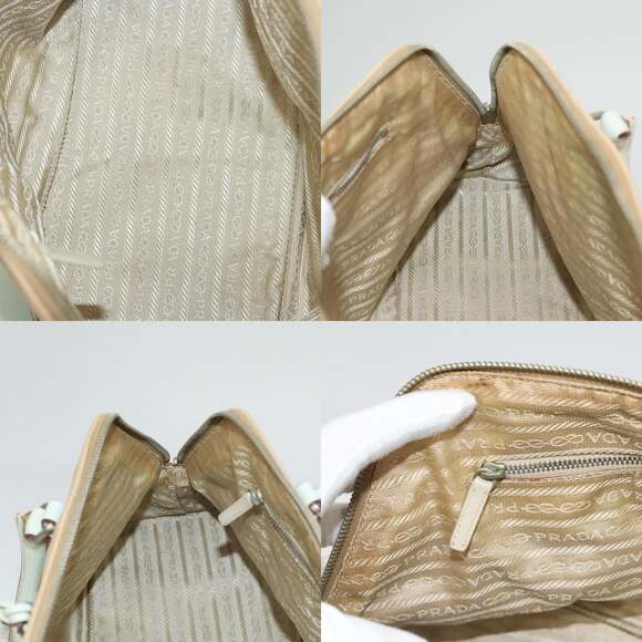 PRADA Hand Bag Canvas Beige Silver - Picture 12 of 13